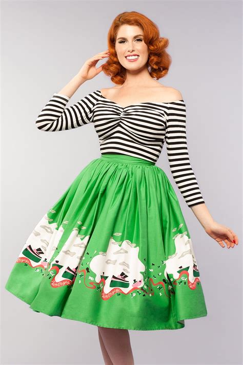Pinup Couture Jenny Skirt In Mary Blair Boat Border Print Pinup Girl