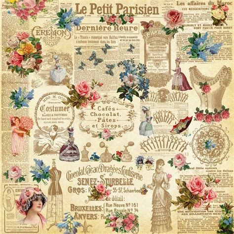 French Victorian Collage 8x8 Handmade Craft Fabric Block Etsy Decoupage Vintage Handmade