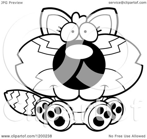 Cartoon Of A Black And White Cute Sitting Red Panda Cub Royalty Free