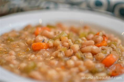 Step 2 in a large pot over medium heat, combine the beans and the chicken stock and allow to simmer. Slow Cooker Navy Bean Soup - A Burst of Beautiful