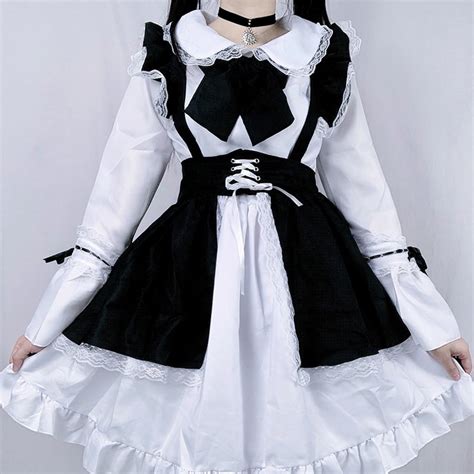 Women Maid Outfit Anime Dress Apron Dress Lolita Dress Men Cafe Costume