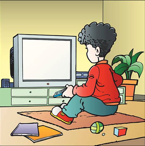 Royalty Free Children Watching Tv Clip Art Vector Images