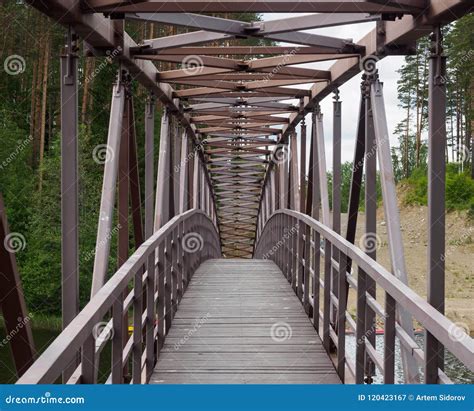 A Wooden Bridge Across The River Stock Image Image Of Background