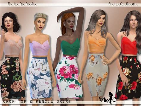 Leather flare skirt flared skirt pattern sims 4 clothing clothes korean fashion women fit and flare skirt midi flare skirt sims 4 fashion. Elegant floral print pencil skirt and crop top. Found in ...