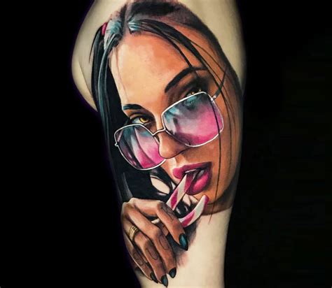 Girl With Sunglasses Tattoo By Victor Zetall Photo 27968