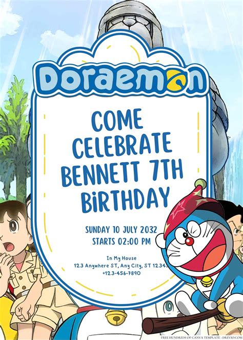Doraemon Birthday Invitation Download Hundreds Free Printable