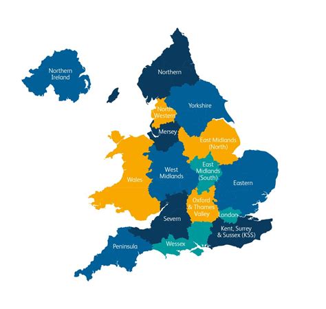 Political Map Of England With Regions Royalty Free Vector