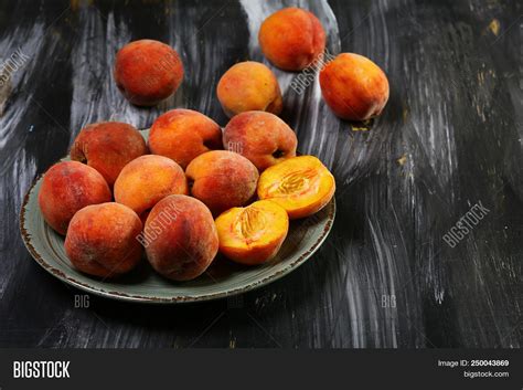 Group Ripe Peaches On Image And Photo Free Trial Bigstock