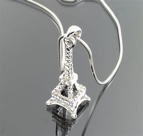 W Swarovski Crystal Eiffel Tower Paris France By Jewelryandvintage 2900 T Necklace