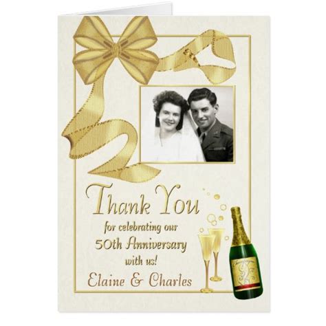50th Anniversary Thank You Cards Vintage Bow Zazzle