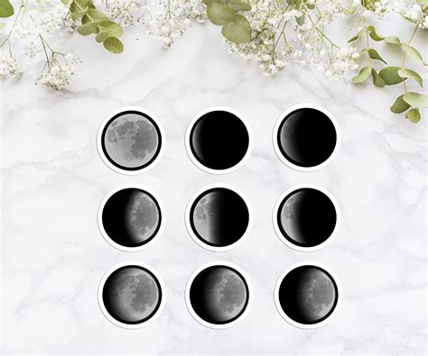 Moon Phases Sticker Sheet Full Moon Vinyl Stickers Lunar Etsy