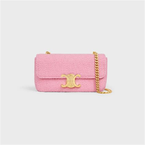 Chain Shoulder Bag Triomphe In Bouclette Textile And Calfskin Pink