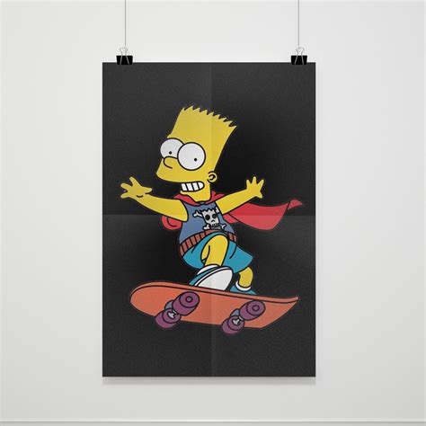 The Simpsons Bart Simpson Skateboarding Poster Poster Art Design