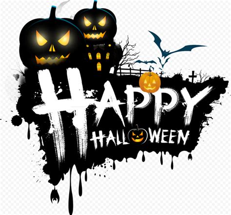 Happy Halloween Logo Illustration Pumpkins Bats Citypng