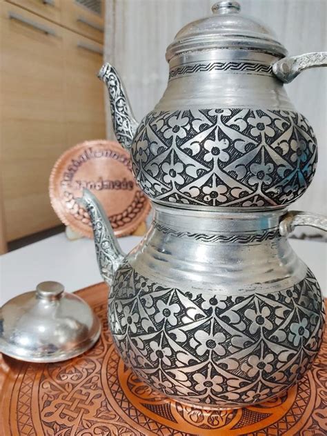 Traditional Turkish Copper Teapot With Wooden Handle Copper Kettle