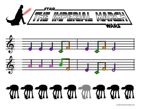Star Wars The Imperial March Color Coded Beginner Piano Sheet Music