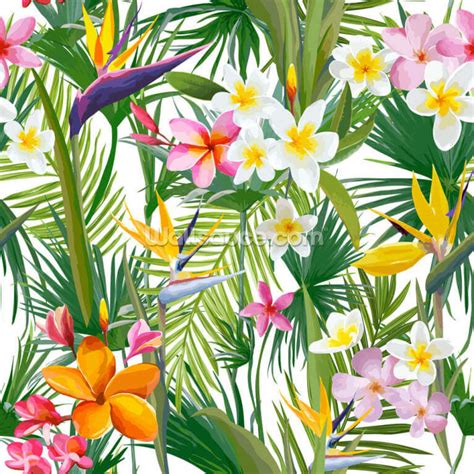 Colorful Tropical Backdrops Exotic Plants Fabric Backdrop Green And