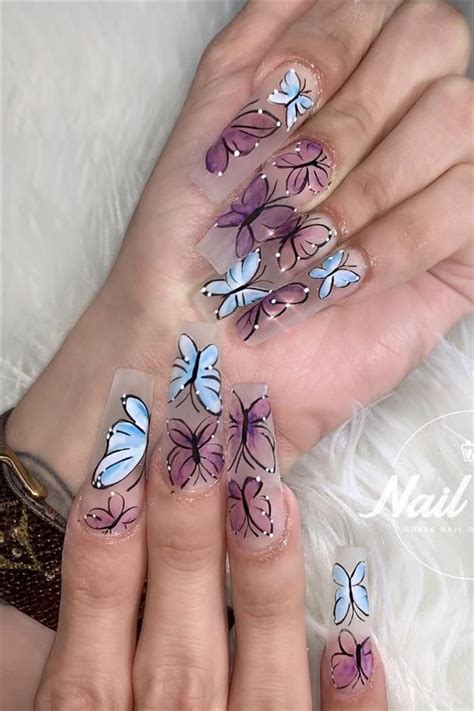 Natural Butterfly Nails Design For Long Nails 2020 Abby Fashion Style Butterfly Nail Designs