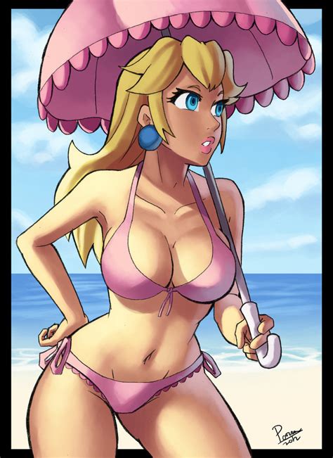 Princess Peach Mario Series Super Mario Bros 1 Andre Parsa Beach Bikini Blonde Hair