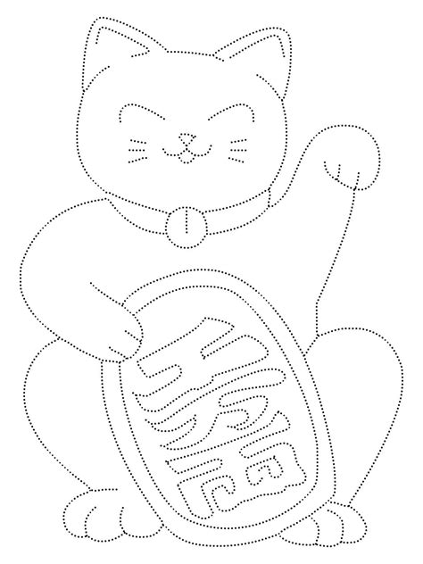 Lucky Cat Tracing Coloring Page Download Print Or Color Online For Free