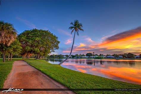 Sunset At Lake In Palm Beach Gardens Florida