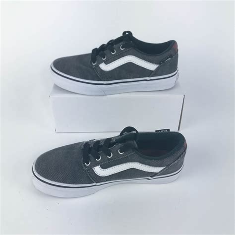 Vans Off The Wall Lace Ups Skate Shoes Youth 135 Dark Gray Canvas Ebay