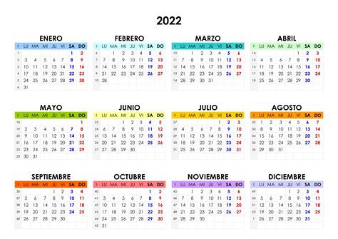 Calendario 2022 Con Semanas 2022 Spain