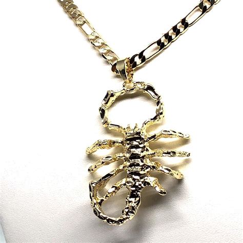 Gold Plated Big Scorpion Pendant Necklace 26 Alacran Grande Oro Lamin