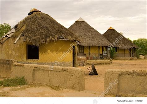African Village Traditional African Huts Stock Photo