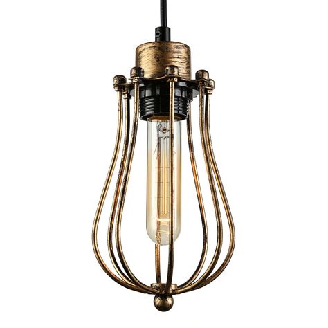 Industrial Old Copper Pendant Wire Cage Hanging Light Ceiling Lamp Led