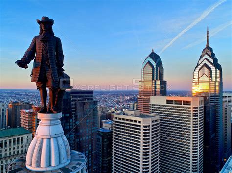Overflightstock™ William Penn Statue Center City Philadelphia