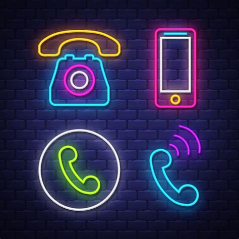 Premium Vector Phone Communication Neon Signs Collection