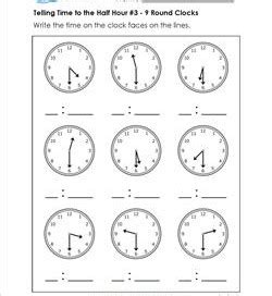 telling time to the half hour worksheets for first grade