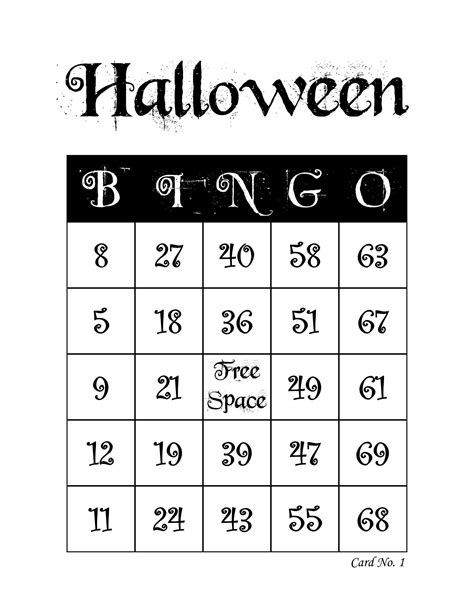 Halloween Bingo Cards 1000 Cards 1 Per Page Instant Pdf Etsy