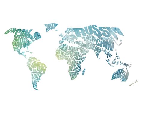World Word Map A Typographic Word Map Of The Countries Of The World