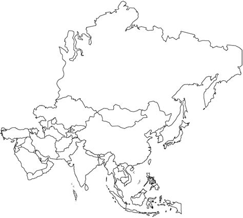 Mapa de Asia Político Regiones Relieve para Colorear Imágenes Totales