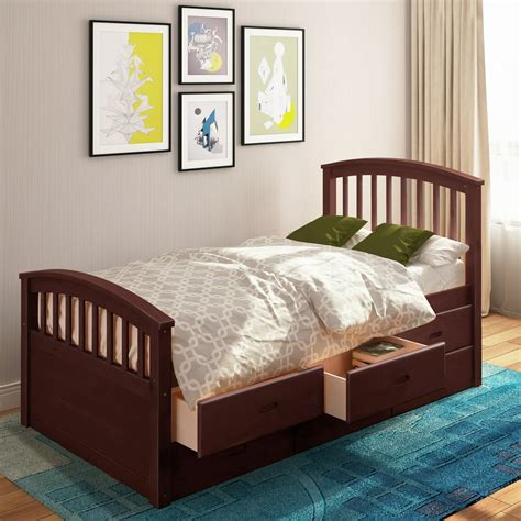 urhomepro twin bed frame with storage drawers platform bed frame w wood slat support heavy