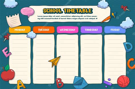 Free Vector Hand Drawn Back To School Timetable Template