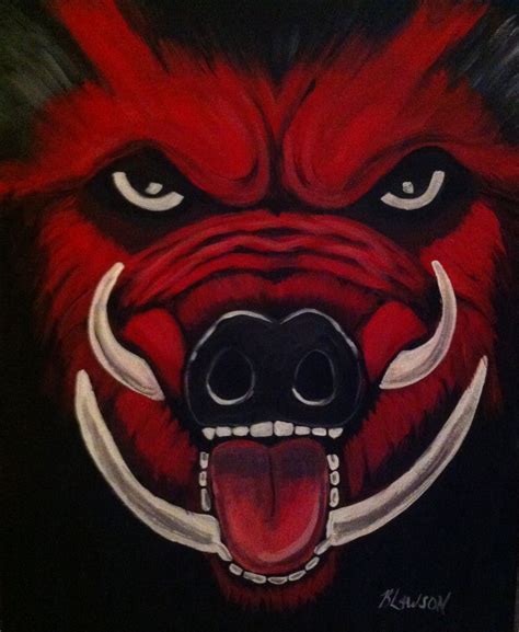 Arkansas Razorback Hog Face On Wrapped Canvas Sign By