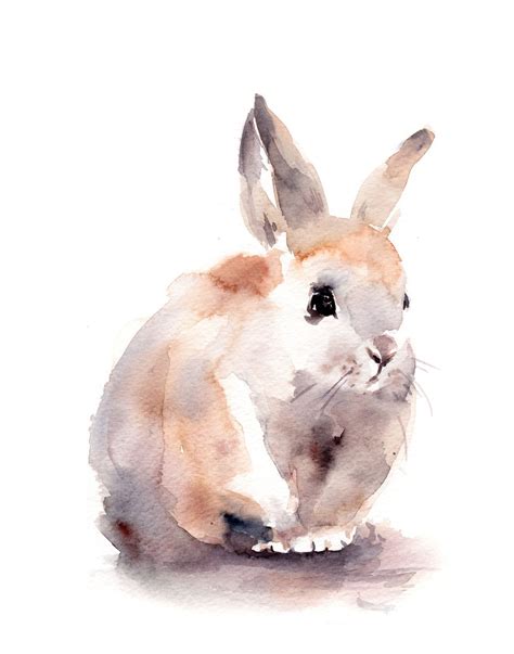 Bunny Art Print Little Cute Bunny Watercolor Painting Art Bunny Wall