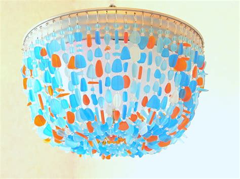 Sea Glass Ceiling Fixture Aqua Turquoise Tangerine Chandelier Flush