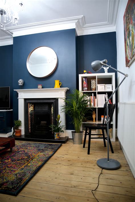 The terraced house definitely needs a ladder. Victorian Mid Terrace Living Room. Farrow and Ball Hague ...