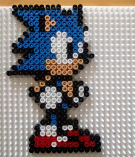 Sonic The Hedgehog Full Body Perler Bead Keychainmagnet Sonic