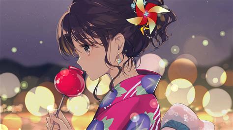 Black Hair Anime Kimono Girl