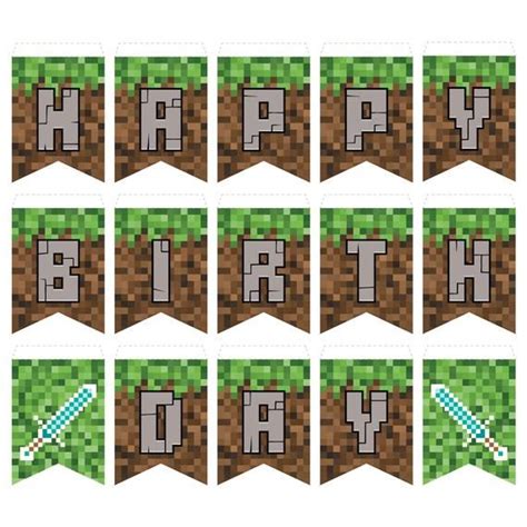 Minecraft Happy Birthday Banner Printable Free Happy Birthday Banner