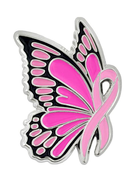 Pinmarts Breast Cancer Awareness Butterfly Pink Ribbon Enamel Lapel