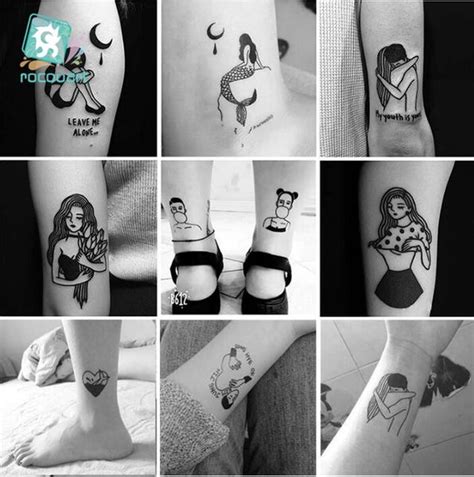 Attoo And Body Art Temporary Tattoos Small Size 6x6cm Different Black