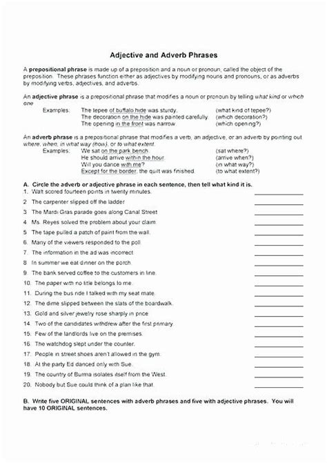Some of the worksheets displayed are prepositions, name preposition work, prepositions. Relative Adverbs Worksheet 4th Grade Prepositional Phrase ...
