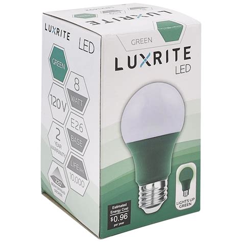 Luxrite 60 Watt Eq A19 Green Medium Base E 26 Led Light Bulb 2 Pack