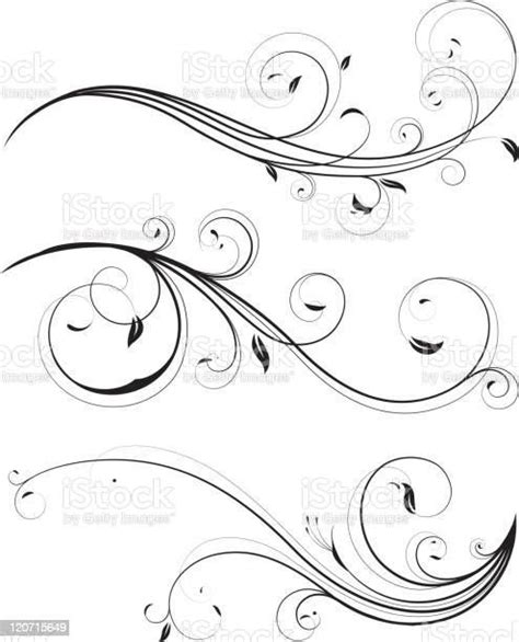 Vector Set Of Swirling Flourishes Decorative Floral Elements Free
